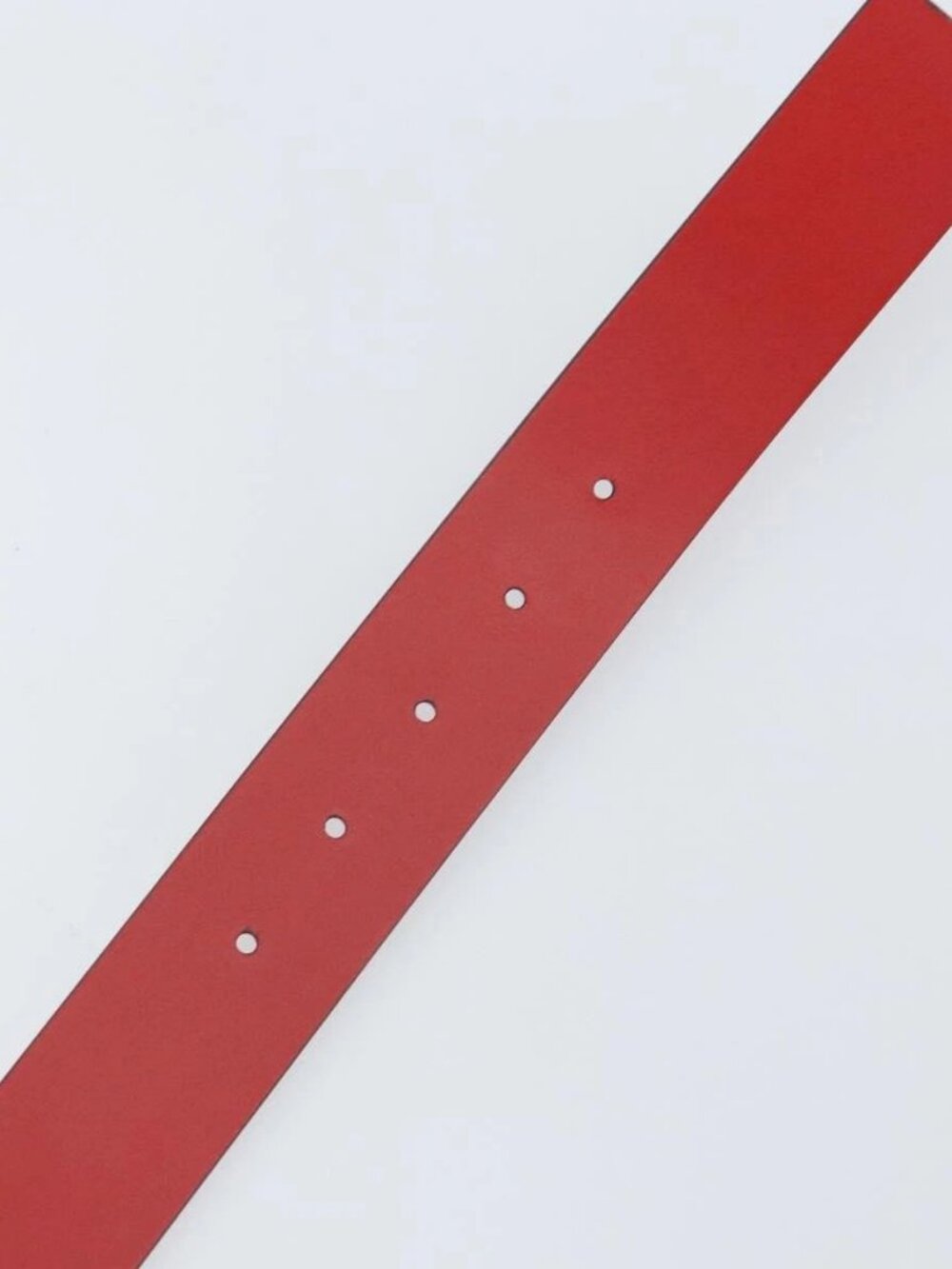 GUCCI Interlocking G Belt Leather 42.9" Red Silver - Picture 9 of 11
